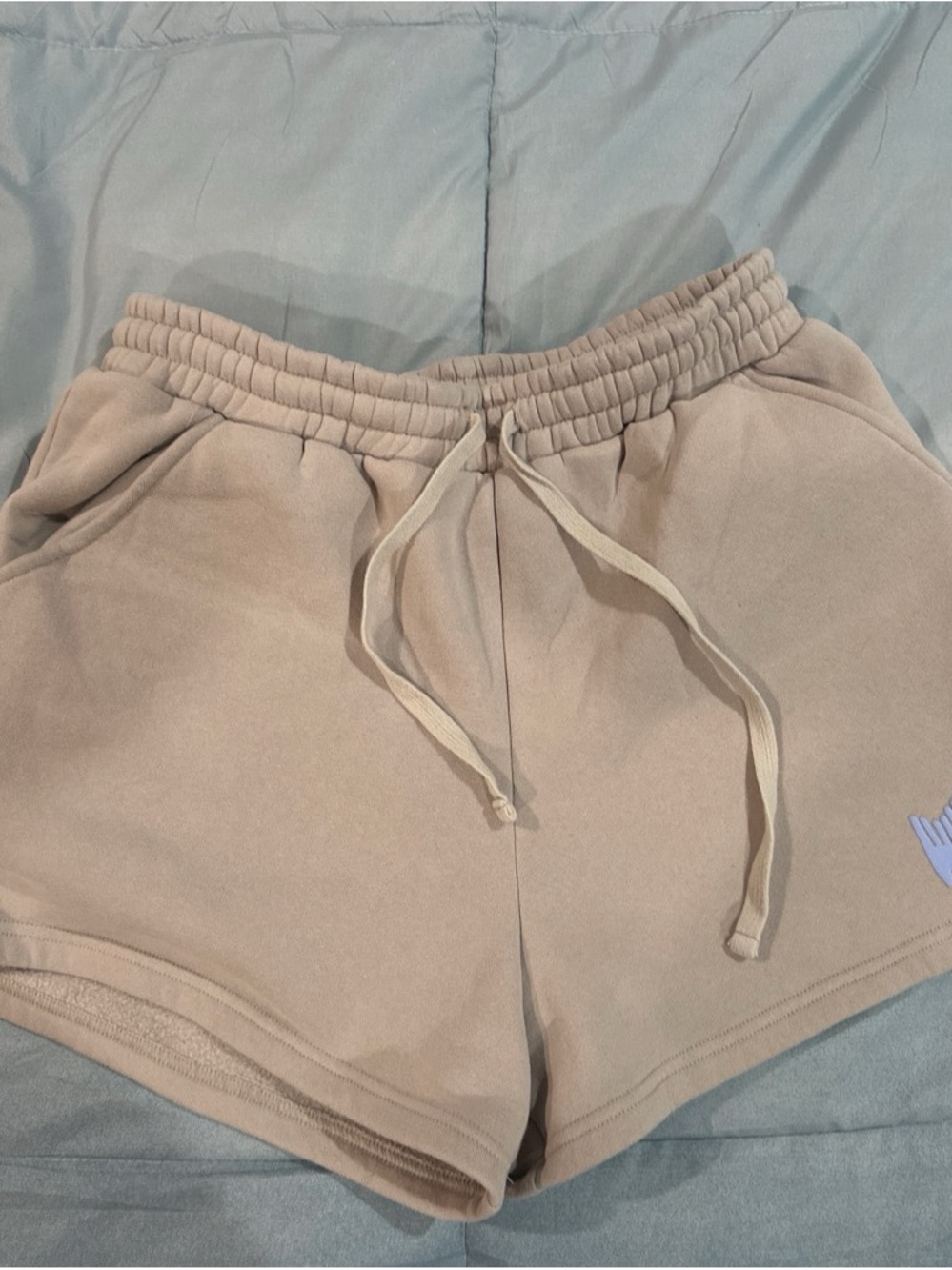 White Fox Boutique Neutral Beige Drawstring Athletic Shorts